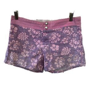 Vintage Ocean Breeze Hawaiian Reverse Print Back Hook Loop Snap Board Shorts S